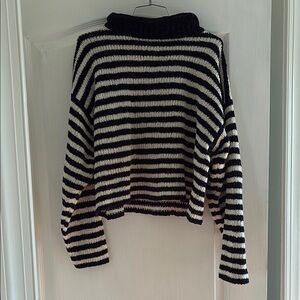 Jamie Scott Women’s Navy/White Striped Turtleneck Sweater